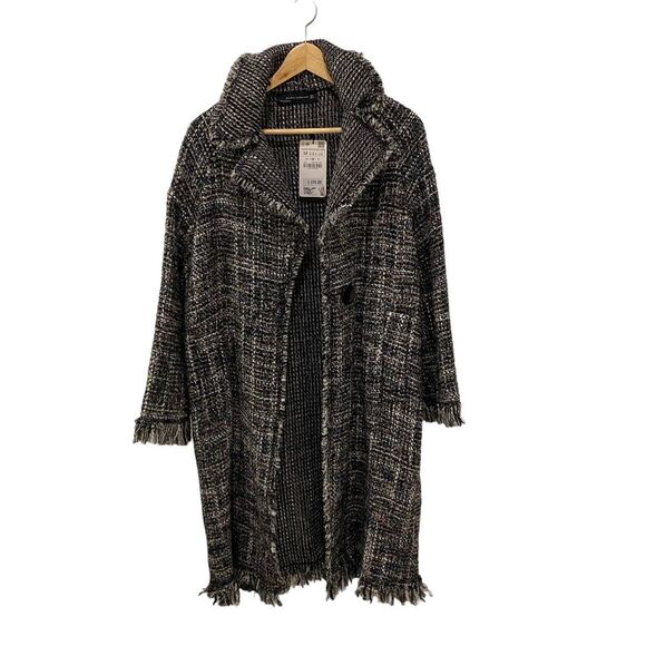 Zara Woman Long Sleeve Tweed Jacket. Multicolor. Medium. Dark Academia. Chic.
